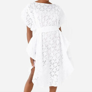 Jag Eden Dress White The Edge  Loose Wide Belted Midi Dress Small